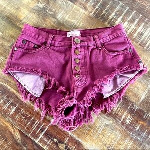 One teaspoon maroon cut off shorts